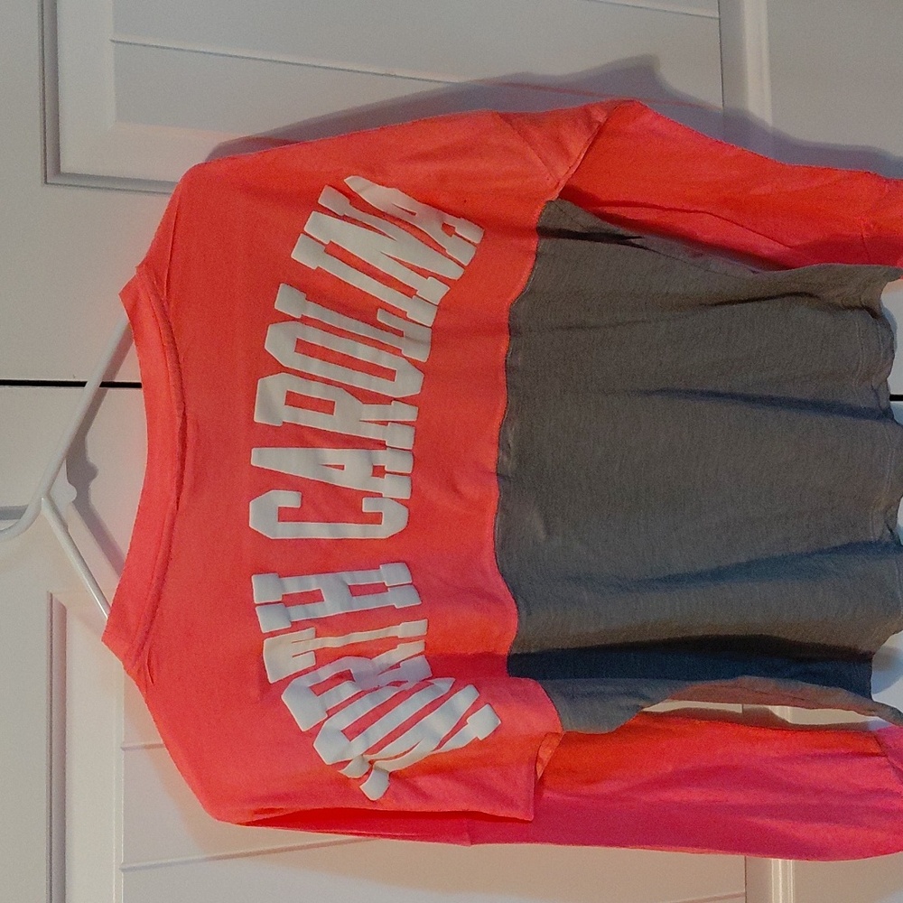 Popular Women's Two-Tone Coral and Gray Long Sleeve Tee